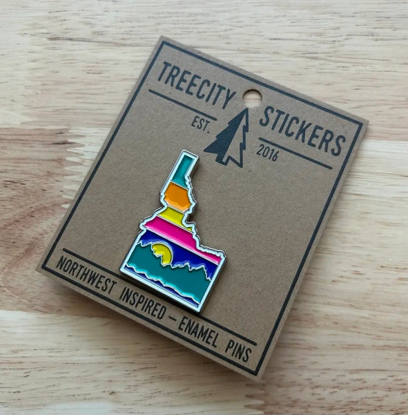 Scenic Neon Idaho Enamel Pin