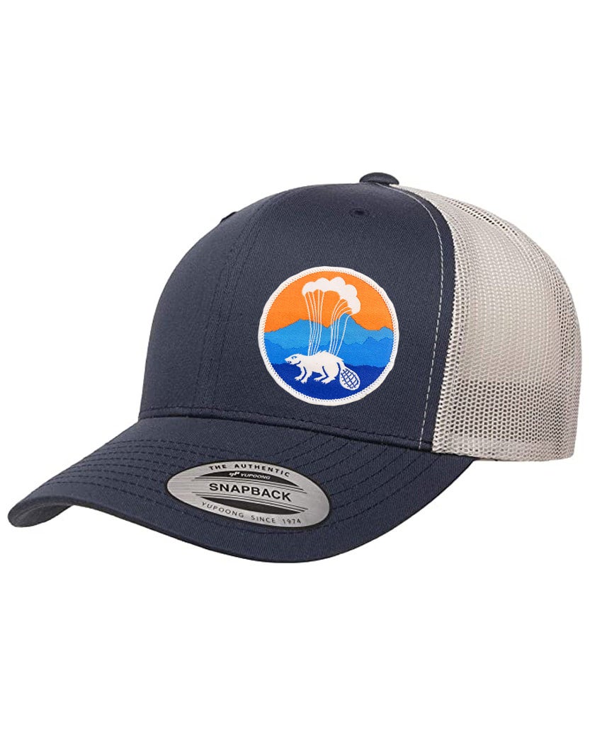 Parachuting Beaver Multicolor Navy & Silver Snapback Trucker