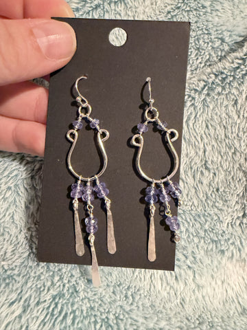 Tanzanite and Silver Fringe Earrings