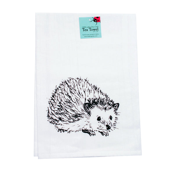 Hedgehog Tea Towel, flour sack towel