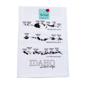 Idaho Mountain Ranges Tea Towel, flour sack dish towel