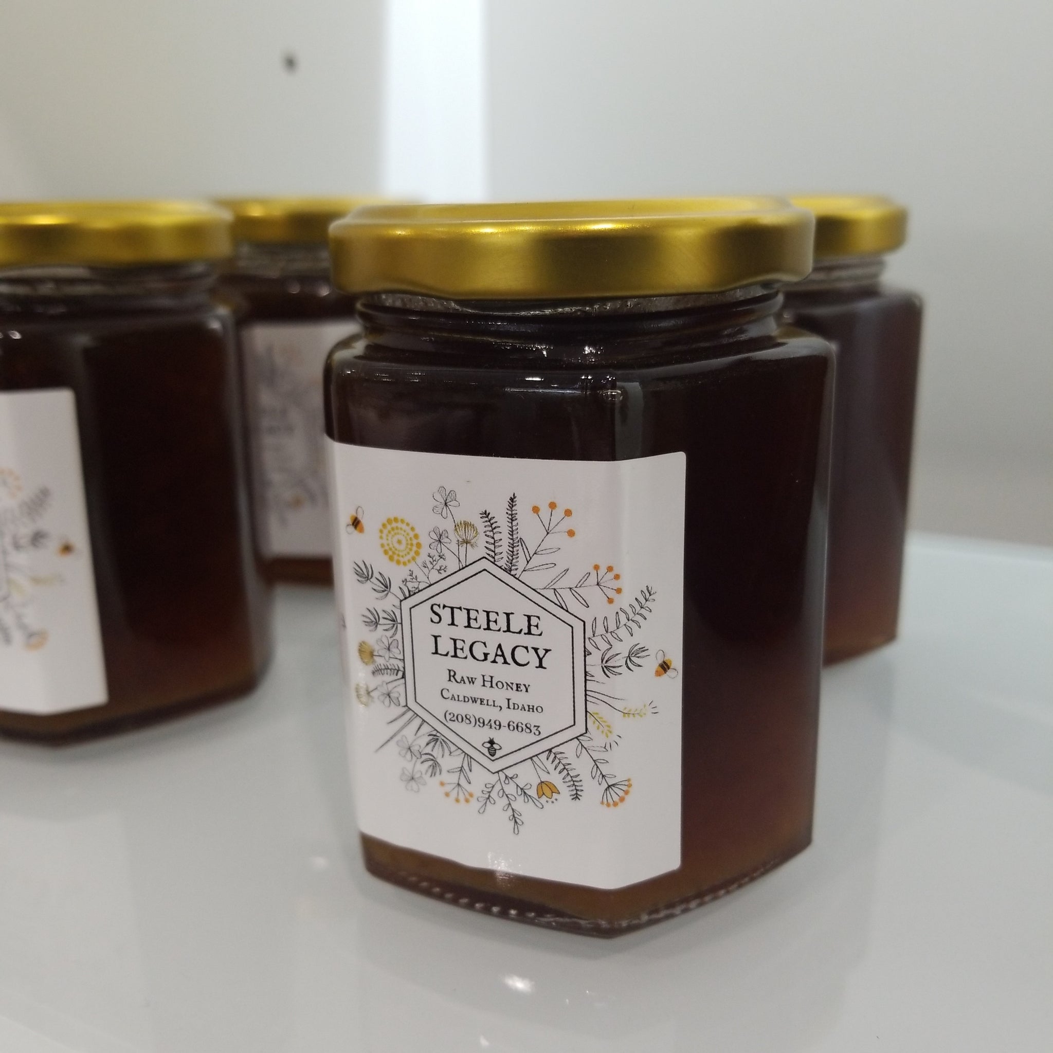 Steele Honey Hex Jar, 9oz Sweet Clover or Wildflower