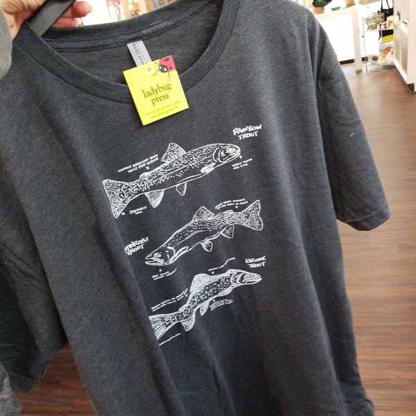 Trout T-shirt, screen printed adult sizes
