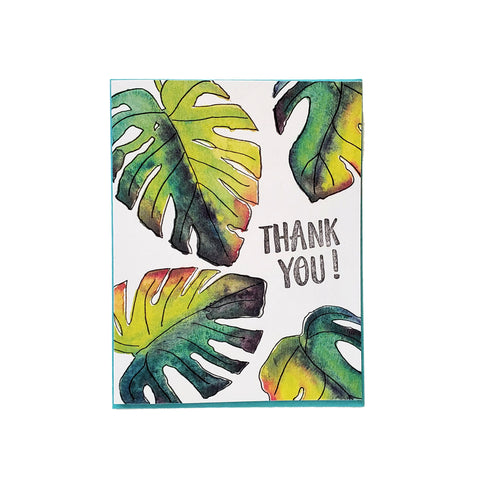 Monstera Leaf Thank You Greeting Card, Letterpress Printed