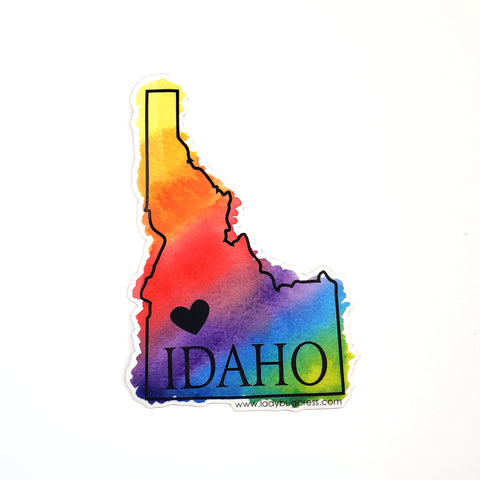 Rainbow Idaho heart sticker