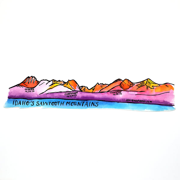 Sawtooth Mountain Range watercolor sticker