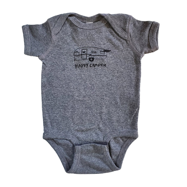 Happy Camper Onesie, Eco-friendly Water-based Inks Assorted Colors