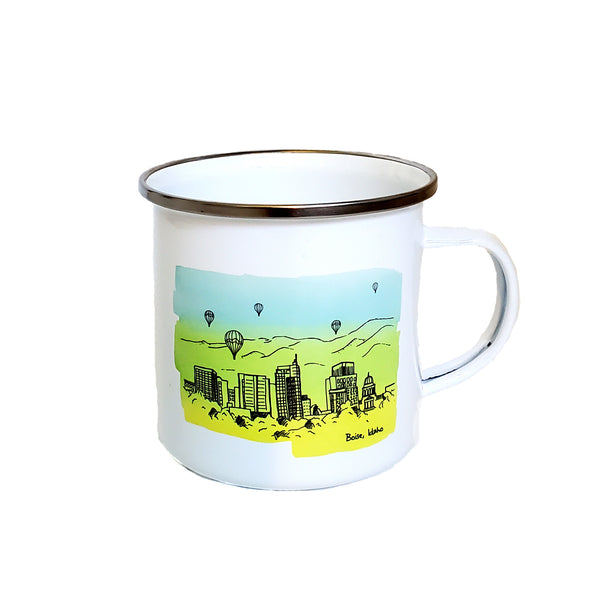 Boise Skyline Watercolor Enamel Mug