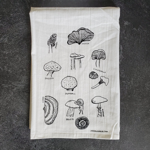 Mushrooms Tea Towel, flour sack dish towel