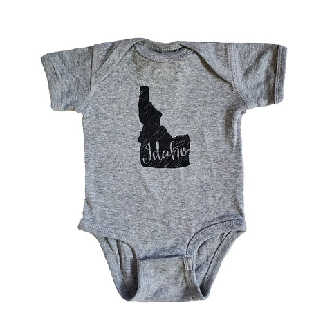 Idaho Sketch Onesie, eco-friendly waterbased inks