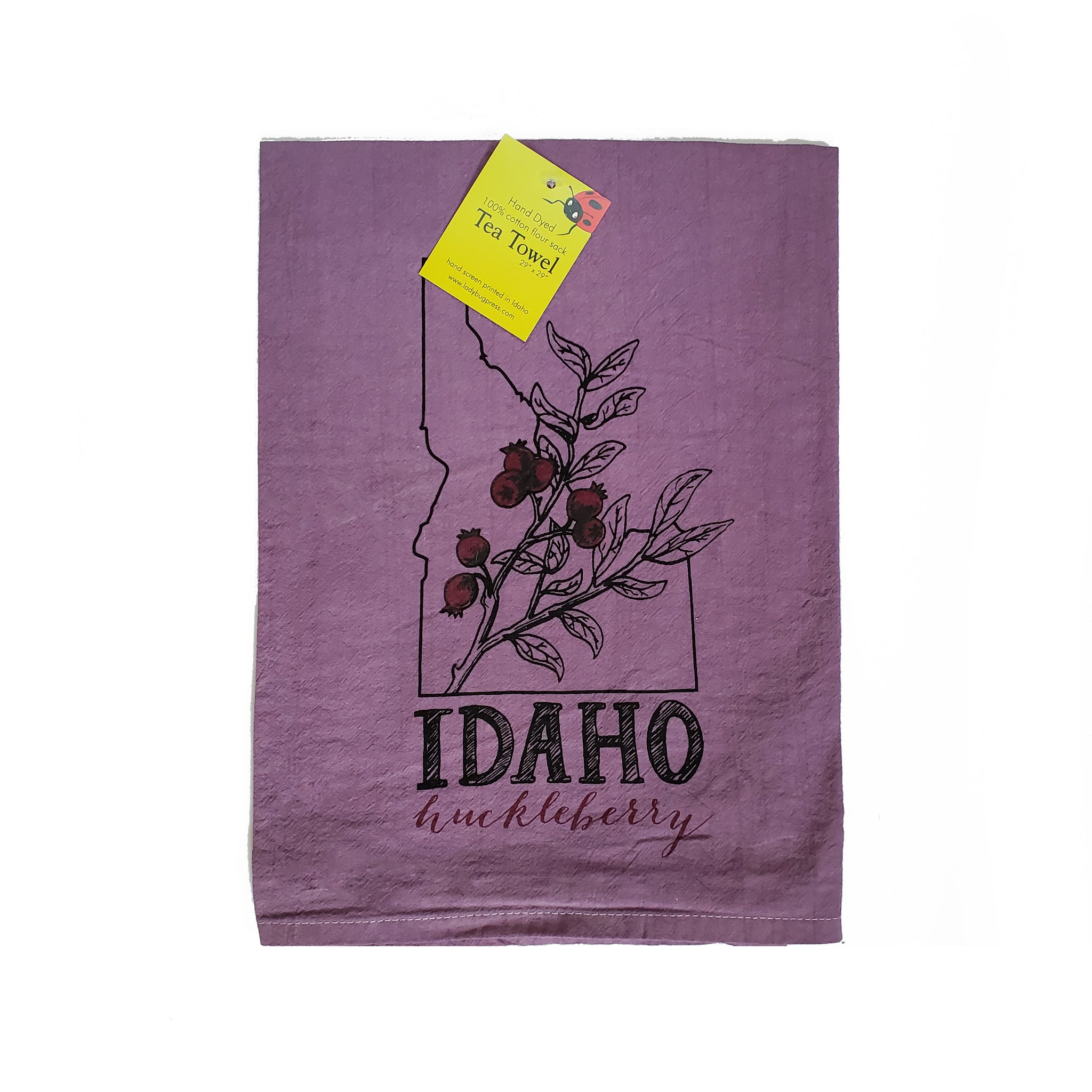 Dyed Idaho Huckleberry Tea Towel, flour sack towel