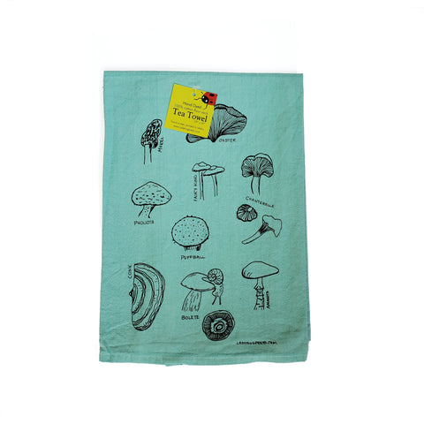 Dyed Mushroom Tea Towel, flour sack towel