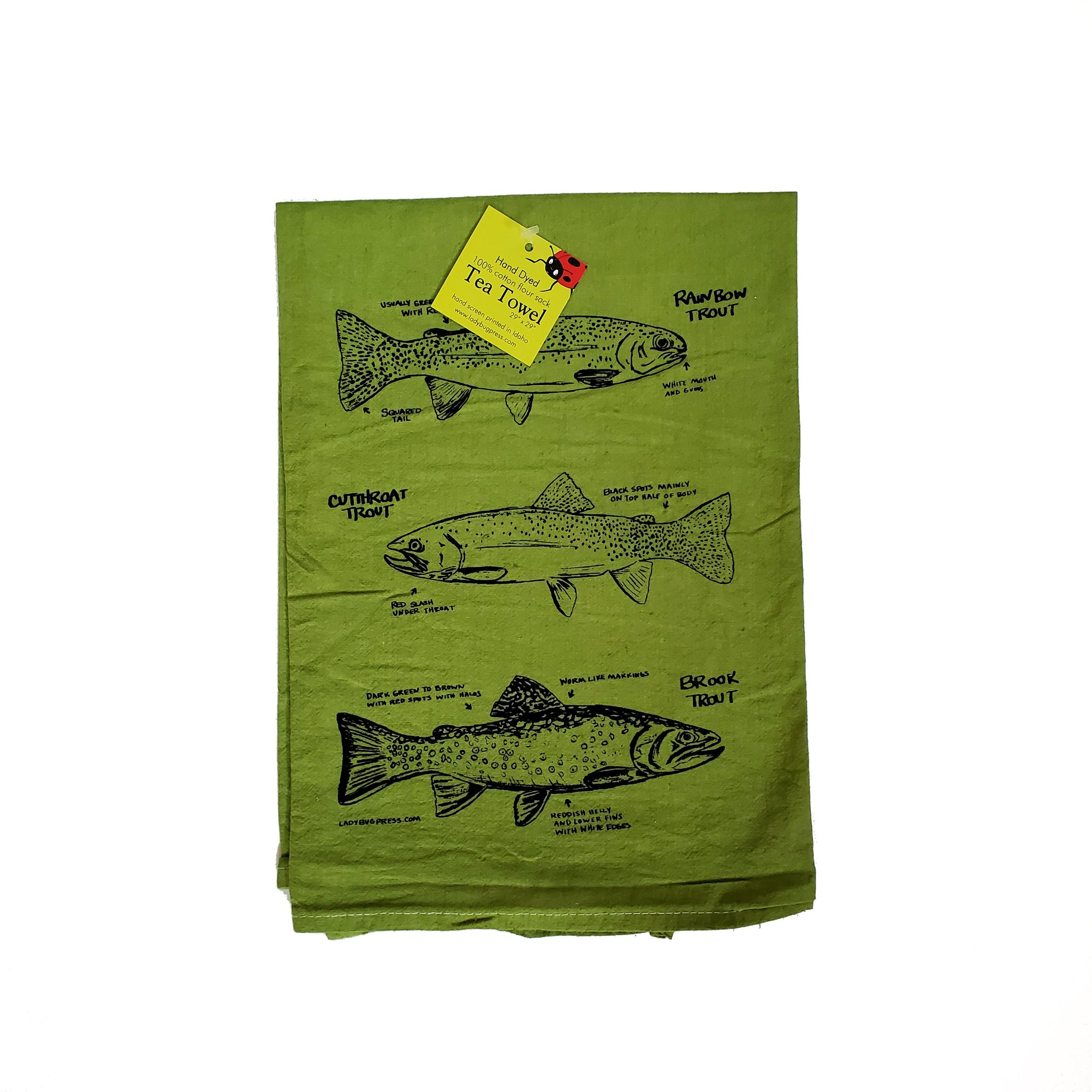 Dyed Trout Tea Towel, flour sack dish towel