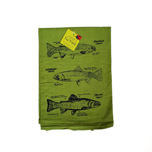 Dyed Trout Tea Towel, flour sack dish towel