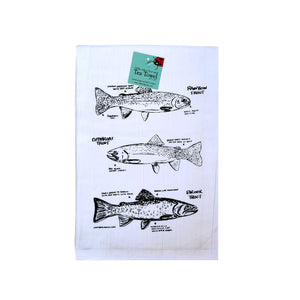 Trout Tea Towel, flour sack dish towel