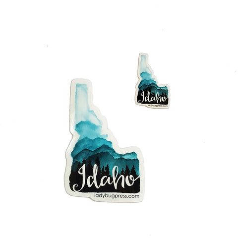 Idaho Mountains and Trees Watercolor Sticker