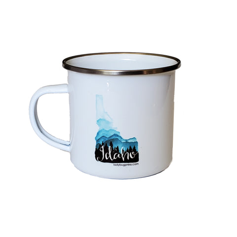 Idaho Mountain and Trees Enamel Mug