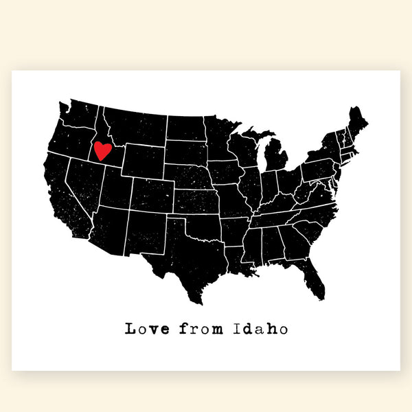 Greeting Card - Love from Idaho (US Map)