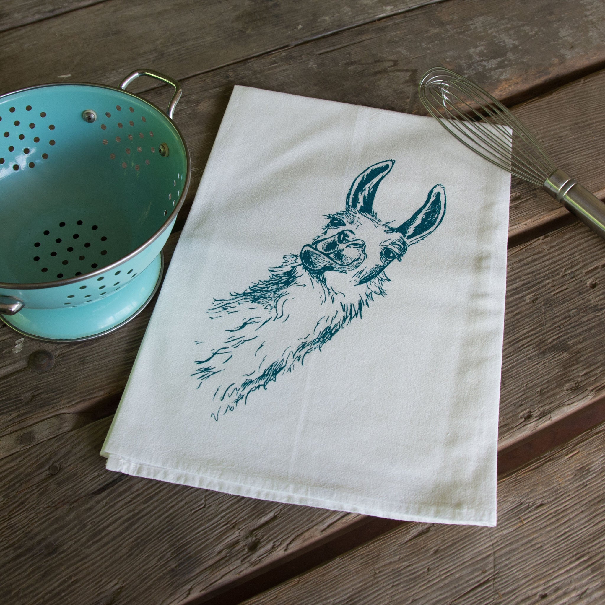 Llama tea towel, flour sack towel