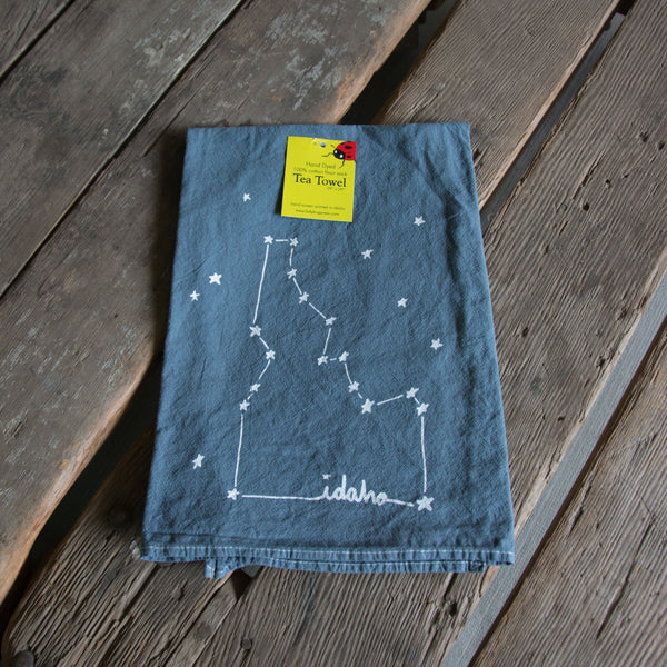 Hand-dyed Idaho Constellation Screen Printed Tea Towel