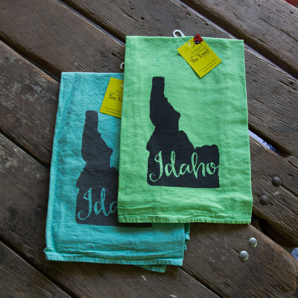 Hand-dyed Idaho Screen Printed Tea Towel, flour sack towel
