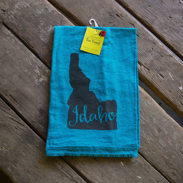 Hand-dyed Idaho Screen Printed Tea Towel, flour sack towel