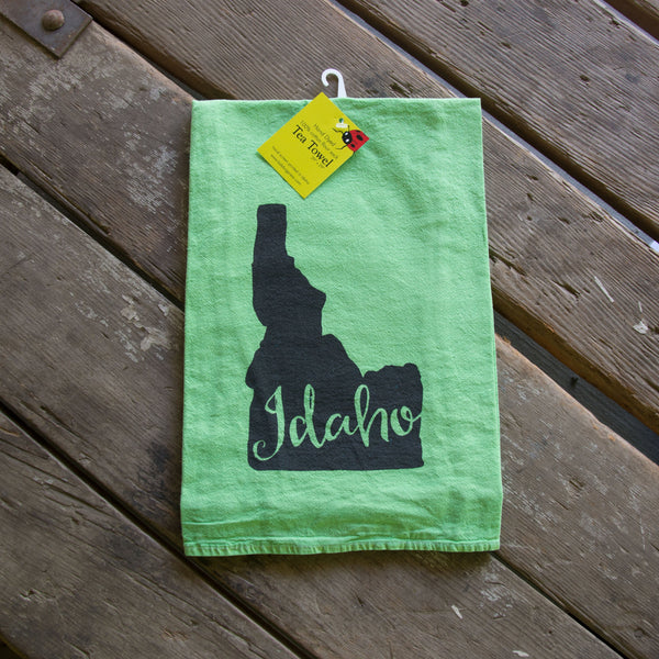 Hand-dyed Idaho Screen Printed Tea Towel, flour sack towel