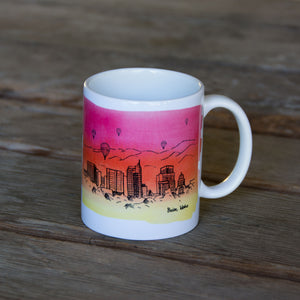 Boise Skyline mug, CERAMIC watercolor