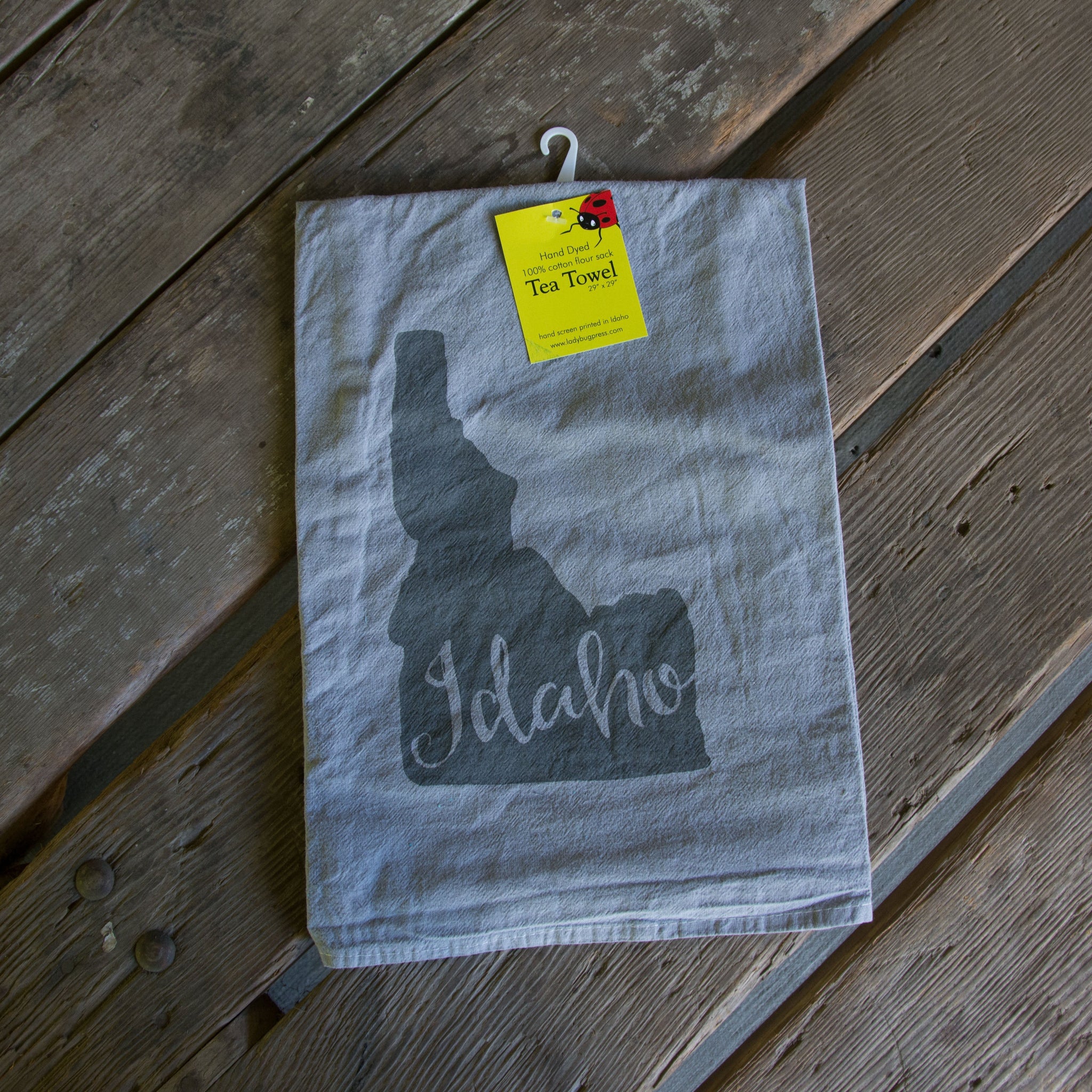 Hand-dyed Idaho Screen Printed Tea Towel, flour sack towel
