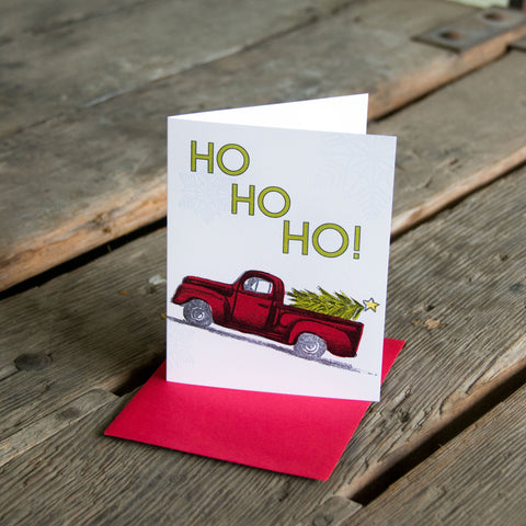 Ho Ho Ho! Holiday Truck, letterpress printed, eco friendly