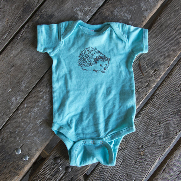 Hedgehog onesie, eco-friendly waterbased inks