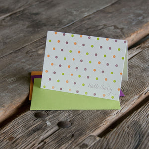 Dots hello baby letterpress cards, letterpress printed card. Eco friendly