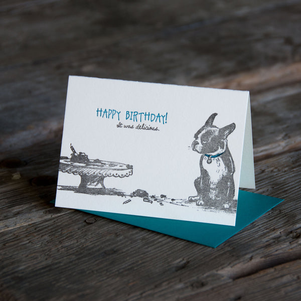 Happy Birthday it was delicious, letterpress printed greeting card