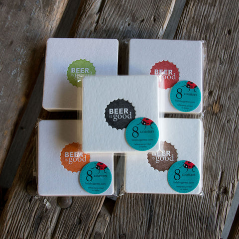 BEER is GOOD Coasters, modern beer cap design