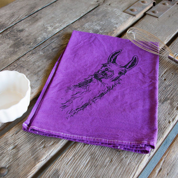 Dyed Llama tea towel, flour sack towel