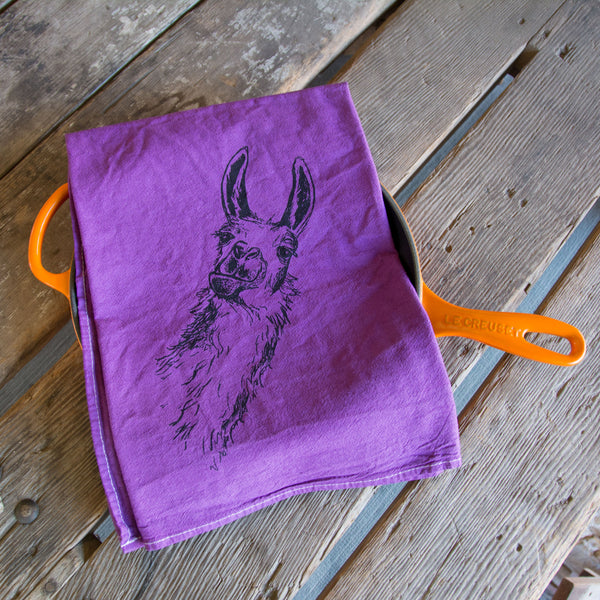 Dyed Llama tea towel, flour sack towel