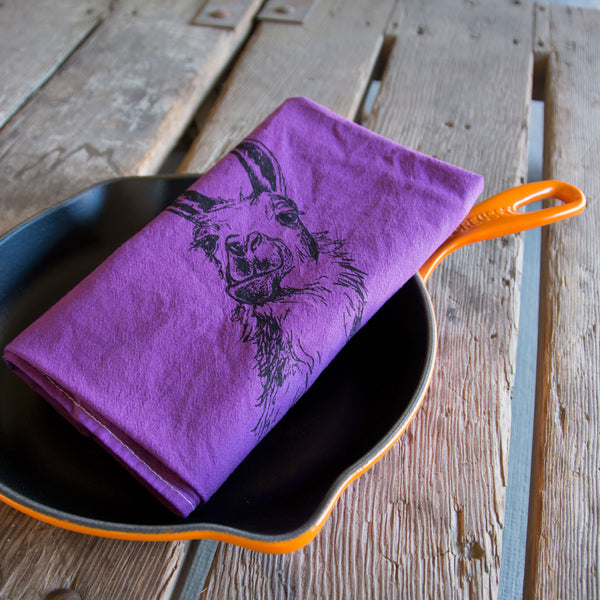 Dyed Llama tea towel, flour sack towel