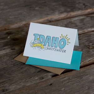 Idaho Whitewater Rafting, Letterpress Printed Greeting Card, Eco-friendly Ink
