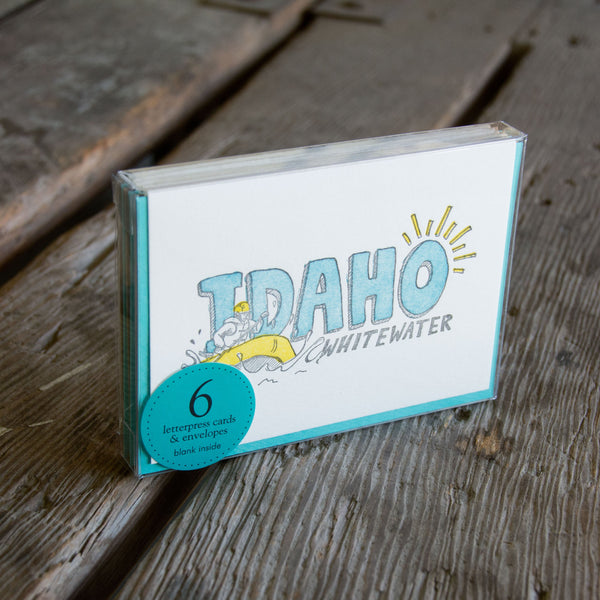 Idaho Whitewater Rafting, Letterpress Printed Greeting Card, Eco-friendly Ink