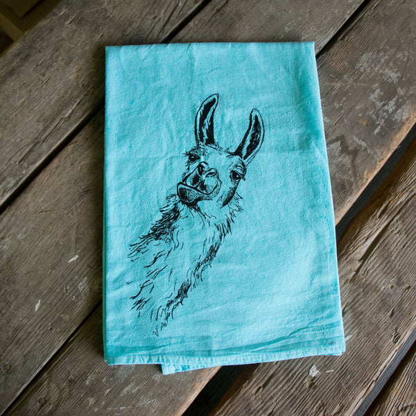 Dyed Llama tea towel, flour sack towel