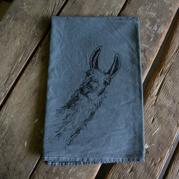 Dyed Llama tea towel, flour sack towel