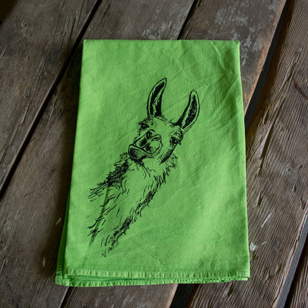 Dyed Llama tea towel, flour sack towel