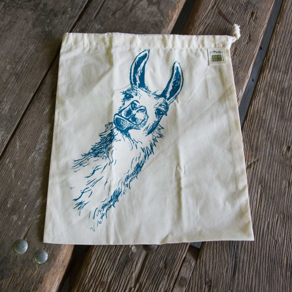 Llama Produce Bag, screen printed medium bulk and produce bag