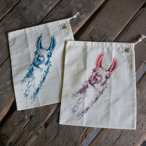 Llama Produce Bag, screen printed medium bulk and produce bag
