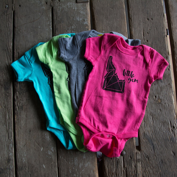 Idaho Gem Onesie, Assorted Colors, Eco-friendly waterbased inks