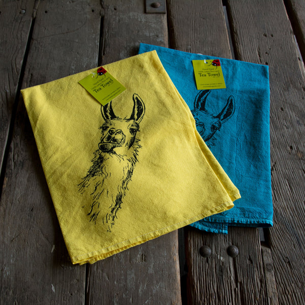 Dyed Llama tea towel, flour sack towel