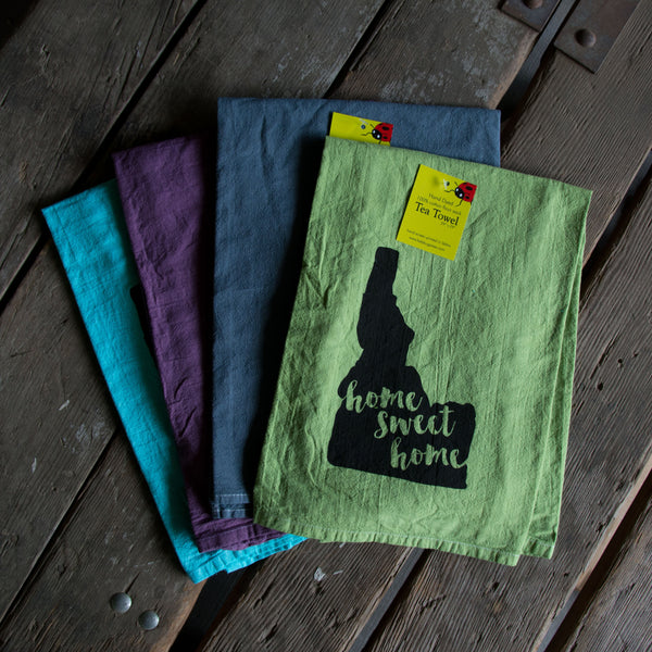 Dyed home sweet home Idaho Tea Towel, flour sack towel
