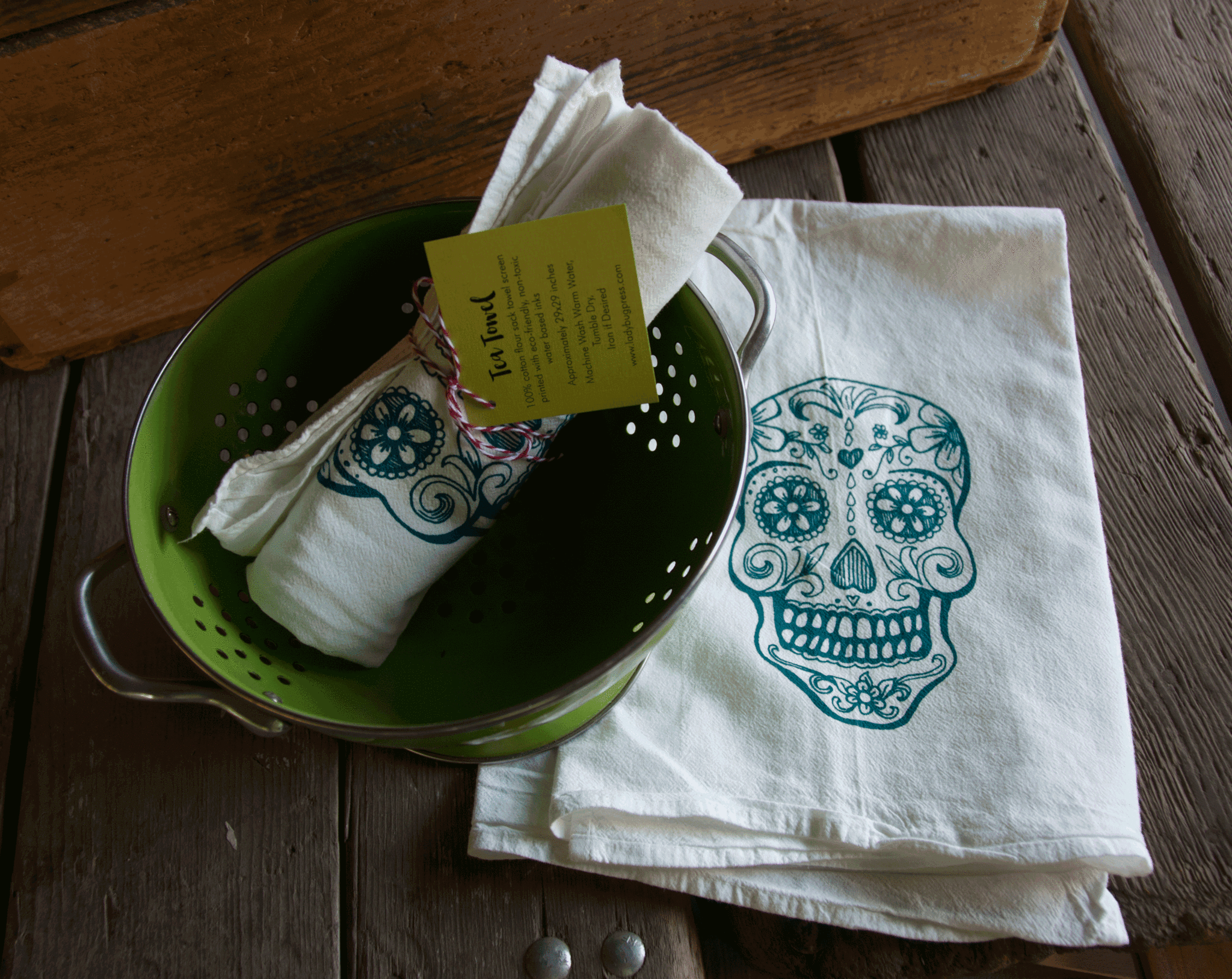 Sugar Skull Tea Towel, flour sack towel