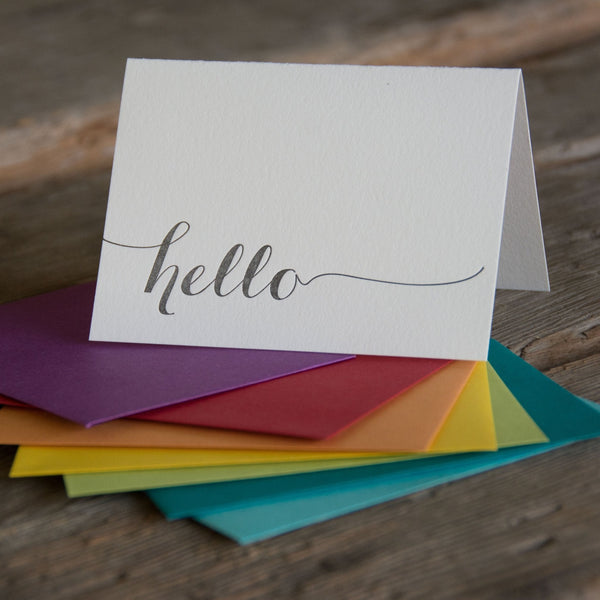 hello cards, letterpress printed card. Eco friendly