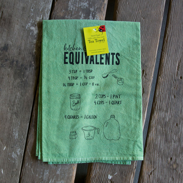 Dyed Baking Equivalents Screen Printed Tea Towel, flour sack towel